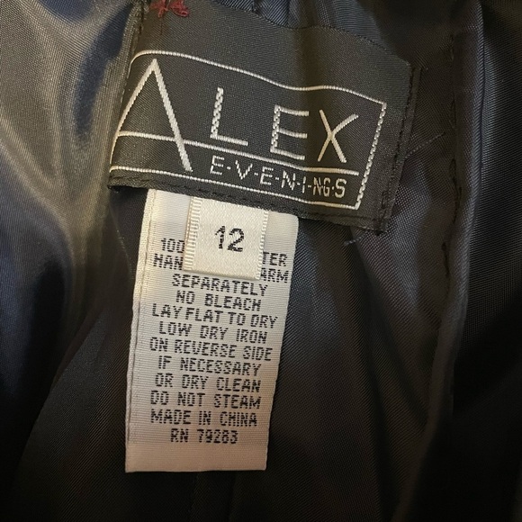 Alex Evening Chiffon One-Shoulder Bodice Wedding Formal Dress Dark Navy Blue - Picture 8 of 9